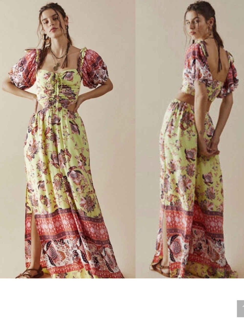 Free People Women's Green Bali Citrus Skies Jumpsuit Size M Orig $148 NWT